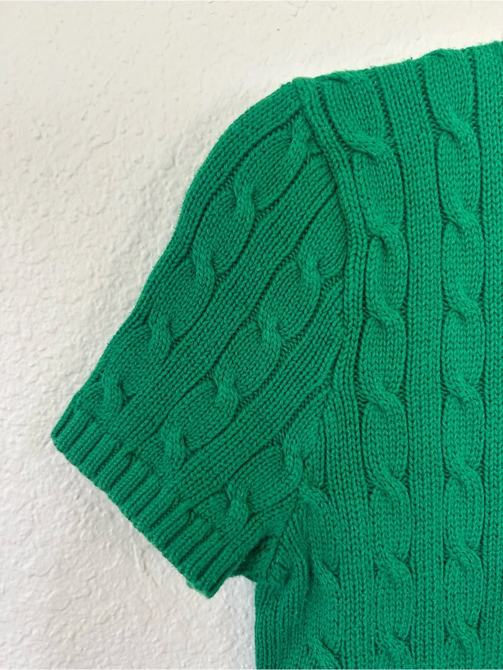 Ralph Lauren Sport Green Cable Knit Short Sleeve Sweater - Picture 4 of 6